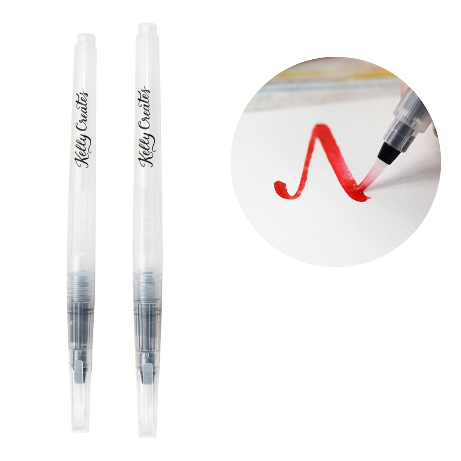 Water Brush Set Fine Point / 2 Pinceles para Agua Punta Fina Caligrafía plumas Kelly Creates