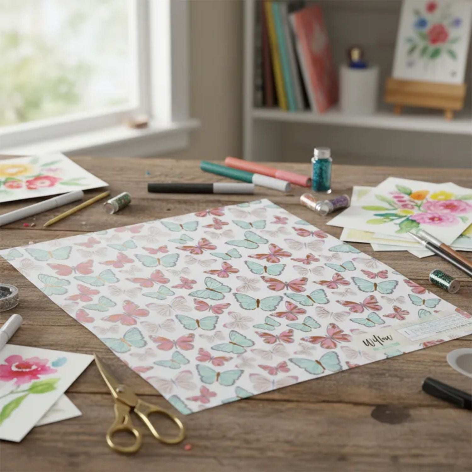 Willow Vellum Paper Sheet / 1 Hoja Papel Albanene Mariposas 12&quot; Papel, Hojas Sueltas Crate Paper