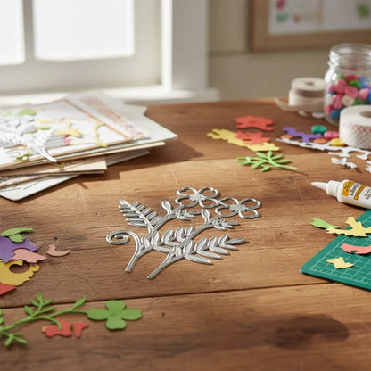 Suaje Flor con Follaje de 4 Pétalos Dados de Corte / Suajes / Troqueles Hobbees