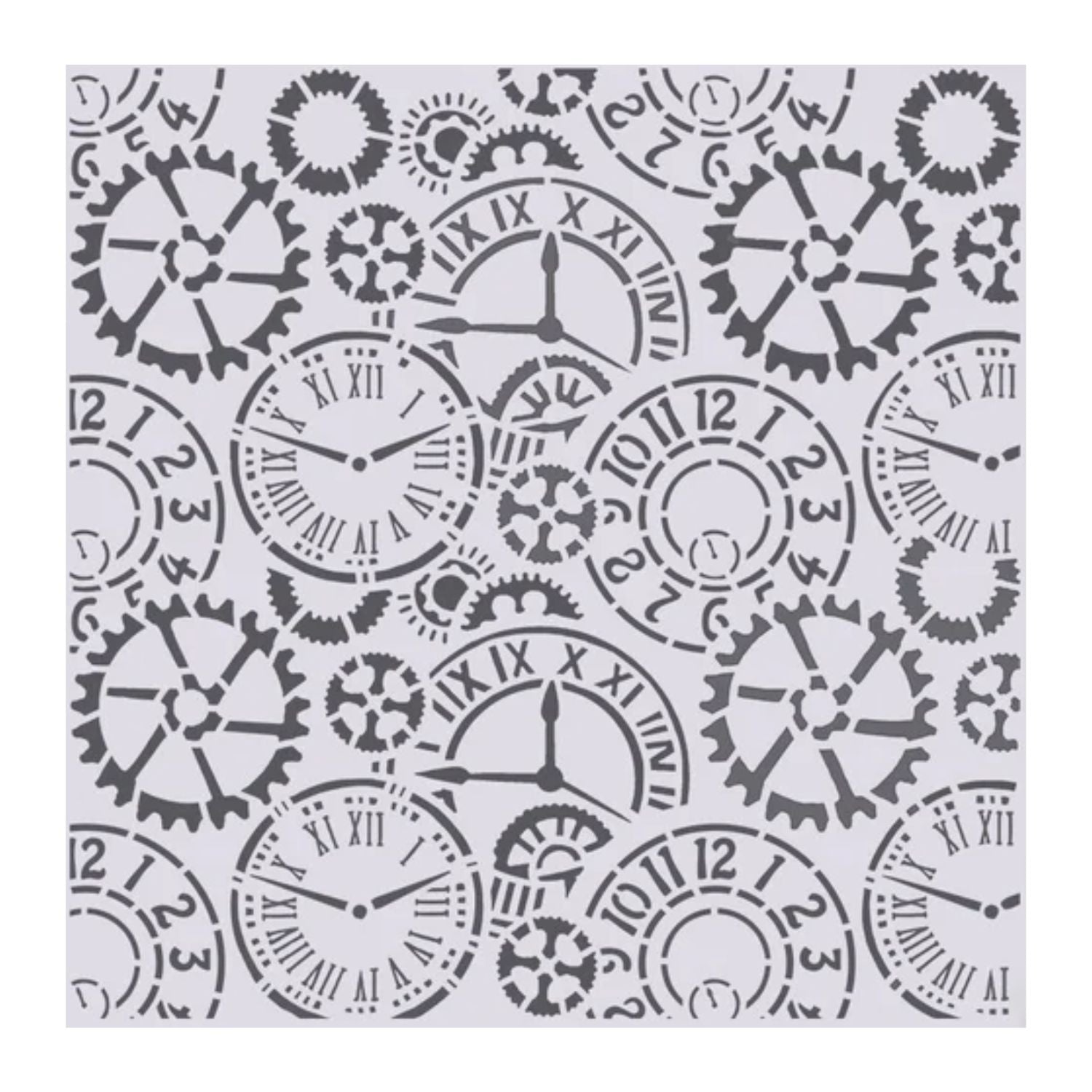 Stencil Relojes y Engranes Tiempo Vintage Esténciles / Plantillas Hobbees