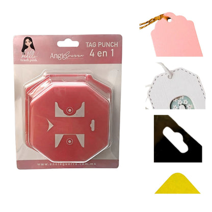 Perforadora Tag Punch 4 en 1 Team Pink Perforadoras Angie Guerra