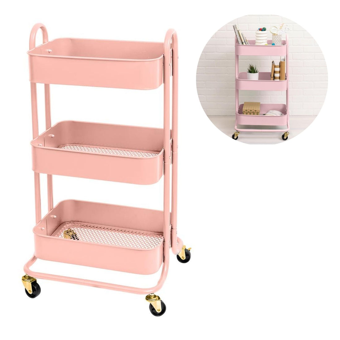 A la Cart Storage Cart Pink / Carrito Organizador con Ruedas Rosa Almacenamiento y Organización We R Memory Keepers