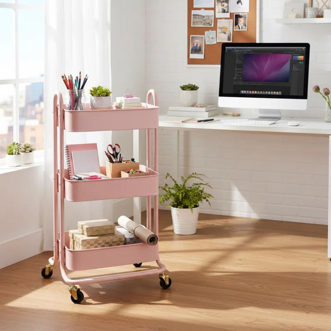 A la Cart Storage Cart Pink / Carrito Organizador con Ruedas Rosa Almacenamiento y Organización We R Memory Keepers