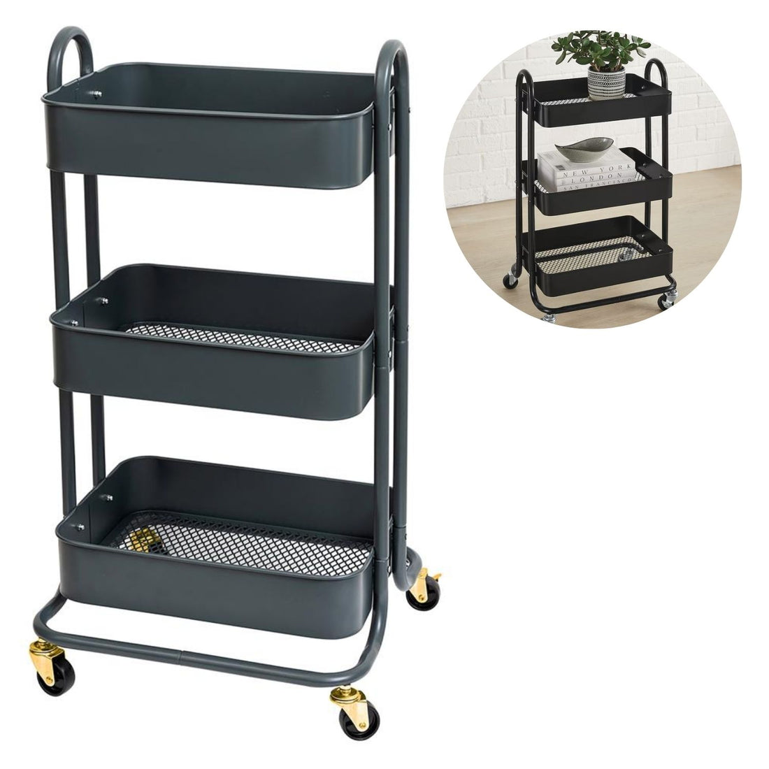 A la Cart Storage Cart Burnt Ash / Carrito Organizador con Ruedas Negro Almacenamiento y Organización We R Memory Keepers