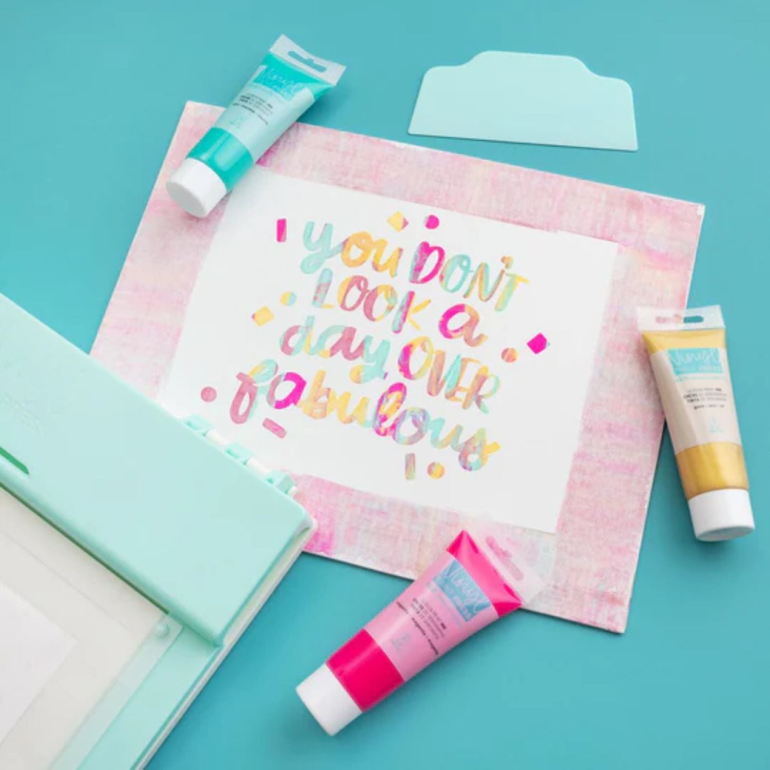 Vinyl Print Press Screen Print Ink / Tinta de Serigrafía Menta Impresiòn con Prensa We R Memory Keepers