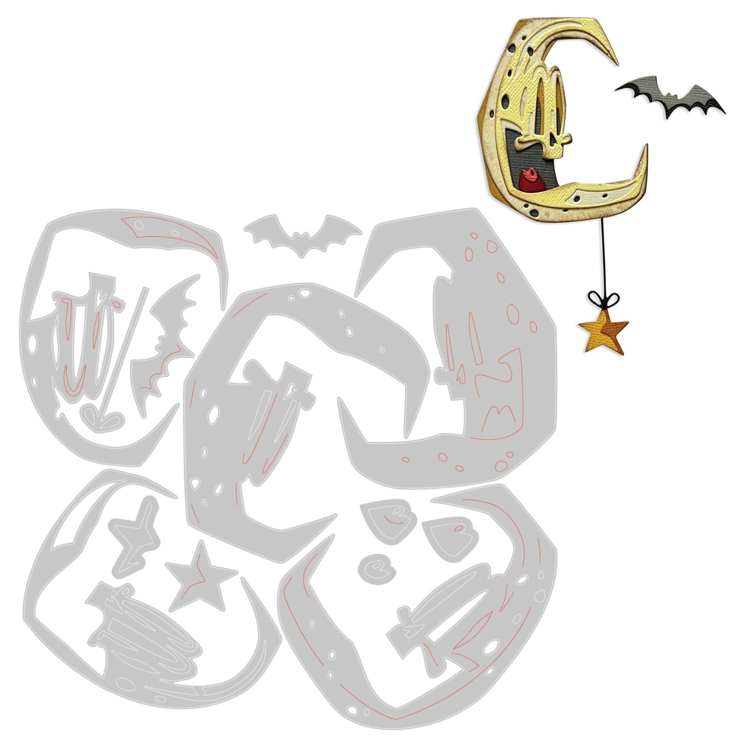 Tim Holtz Thinlits Dies Otis Colorize / Suajes de Halloween Dados de Corte / Suajes / Troqueles Sizzix