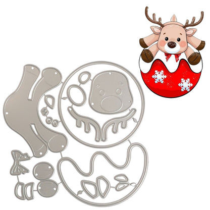 Suajes o Troqueles de Reno Sobre Esfera Navideña Dados de Corte / Suajes / Troqueles Hobbees