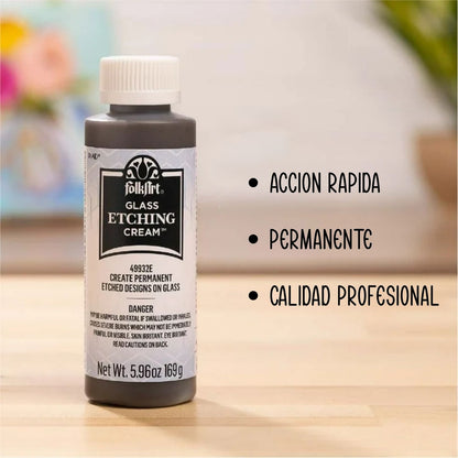 Glass Etching Cream / Crema Para Grabar Vidrio Pinturas Folkart