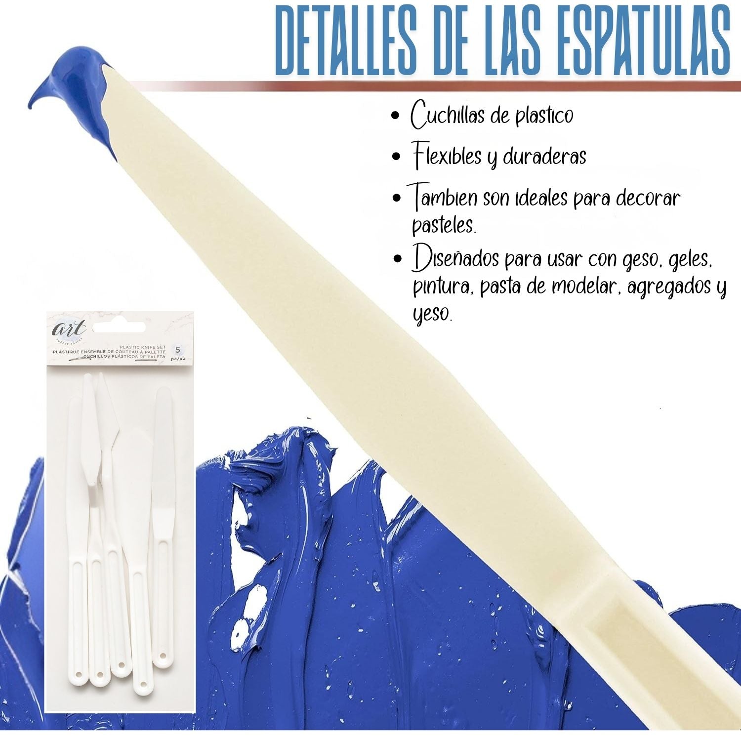Plastic Knife Set / Set 5 de Espátulas de Plástico Pinceles y Brochas Art Supply Basics