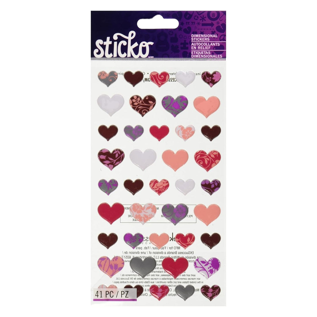 Lovely Hearts Dimensional Stickers / Etiquetas 3D Corazones Stickers Sticko