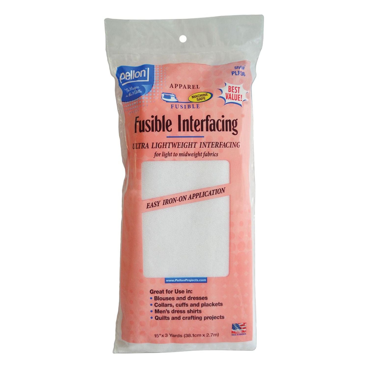 Fusible Ultra Lightweight Interfacing / Pellón Blanco Adhesivo Adhesivos / Pegamentos Pellon