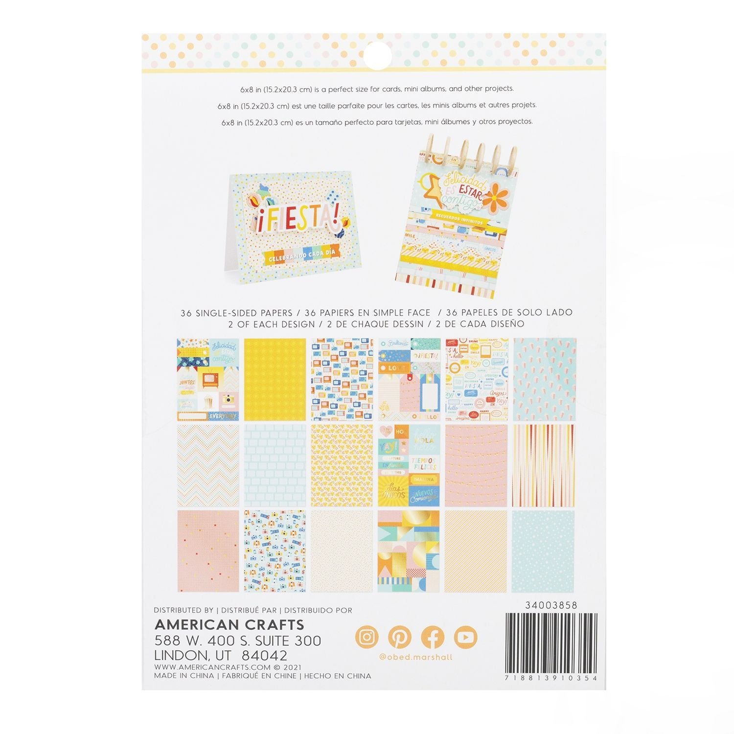 Especial Single-Sided Paper Pad 6 x 8" / Block de Papel Especial Papel American Crafts