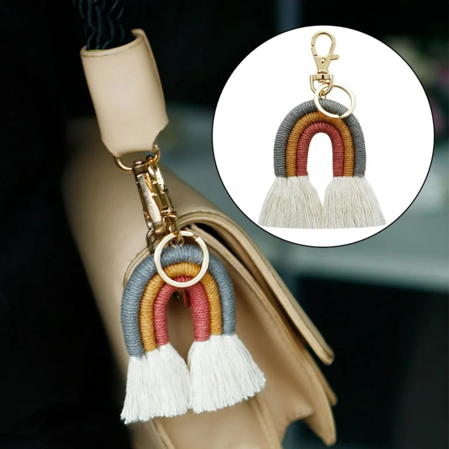 Llavero Arcoiris Gris y Beige Regalos Hobbees
