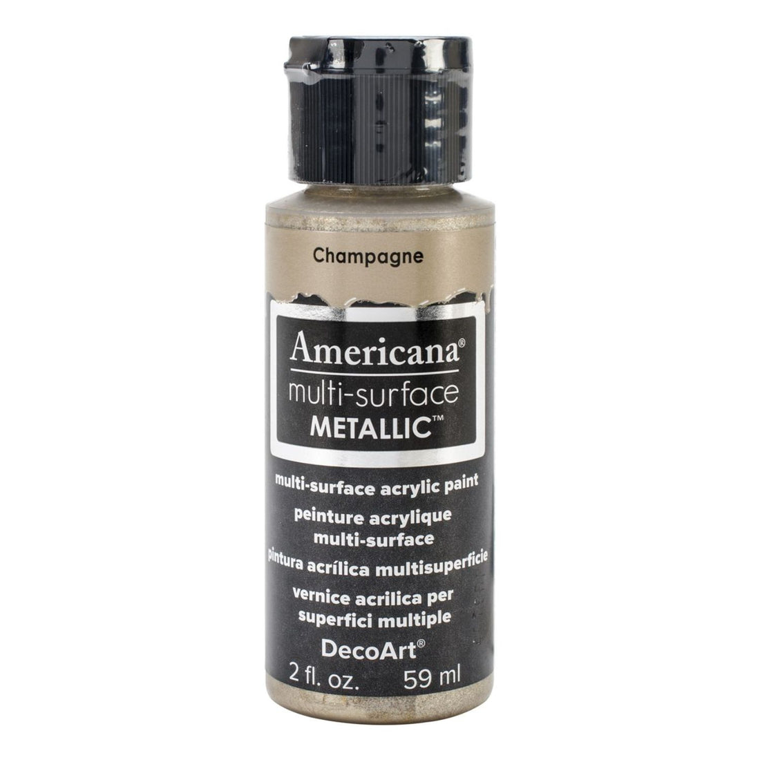 Americana Multi-Surface Metallic Acrylic Paint Champagne / Pintura Multisuperficies Champaña Metálico Acrìlicos DecoArt