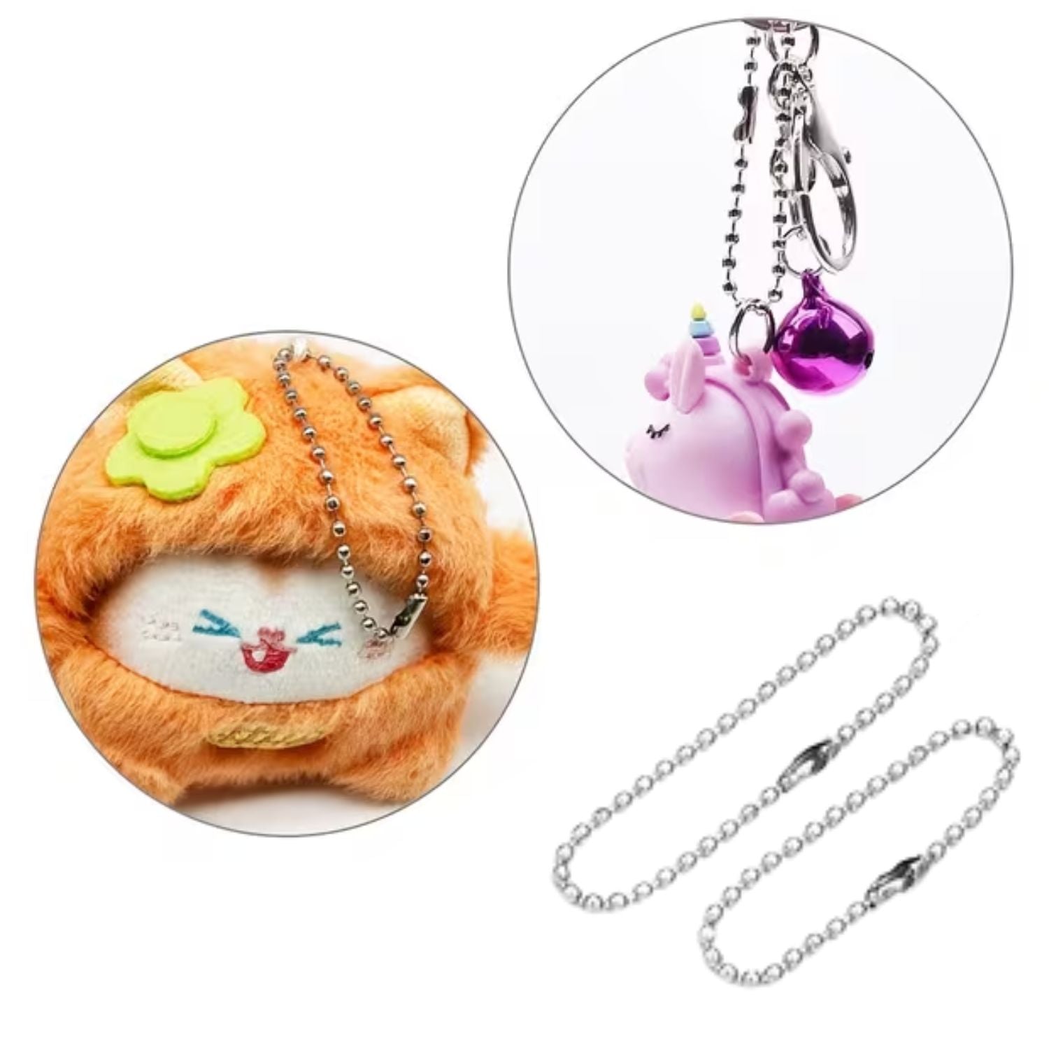 20 Cadenas de Bola con Broche Plateadas 10cm Accesorios Hobbees