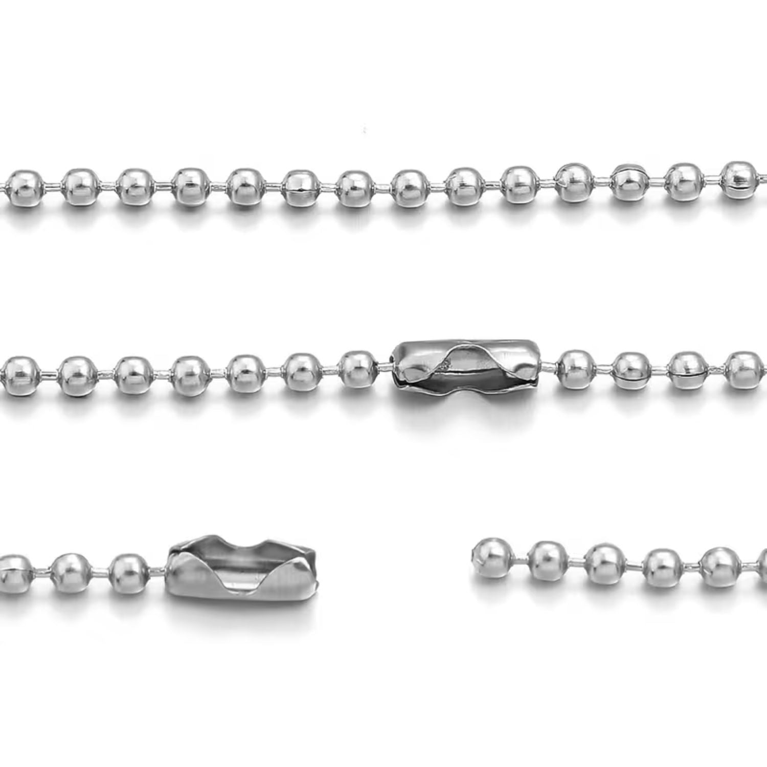 20 Cadenas de Bola con Broche Plateadas 10cm Accesorios Hobbees