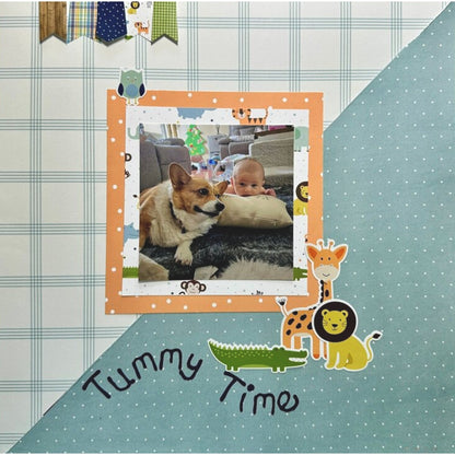 Blue Plaid Double-Sided Cardstock / Cartulina Estampada Doble Cara Cuadros Azules 12 x 12" Papel, Hojas Sueltas American Crafts