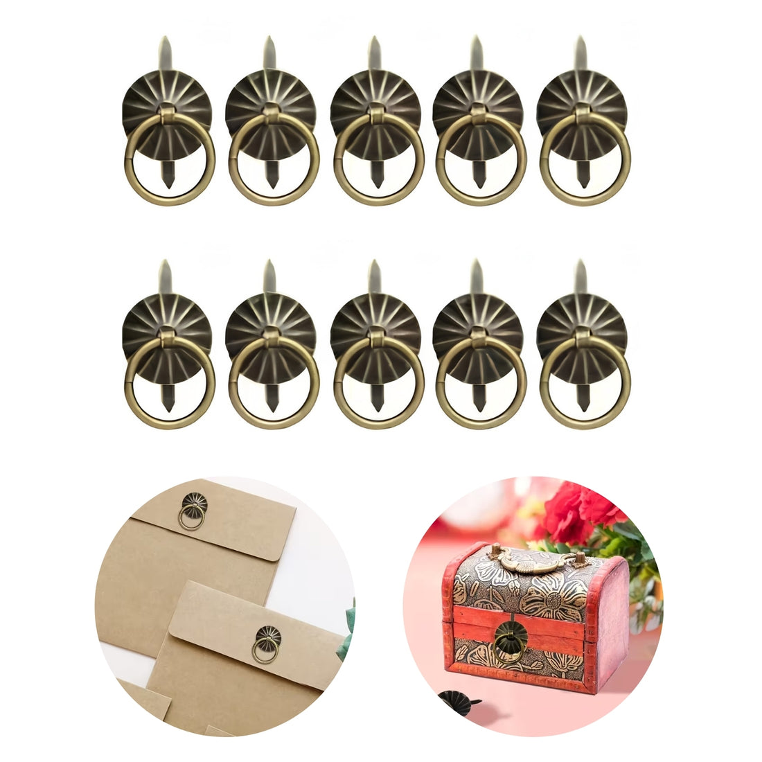 10 Jaladeras Tipo Brads Color Bronce Antiguo 38mm Adornos / Embellishments Hobbees