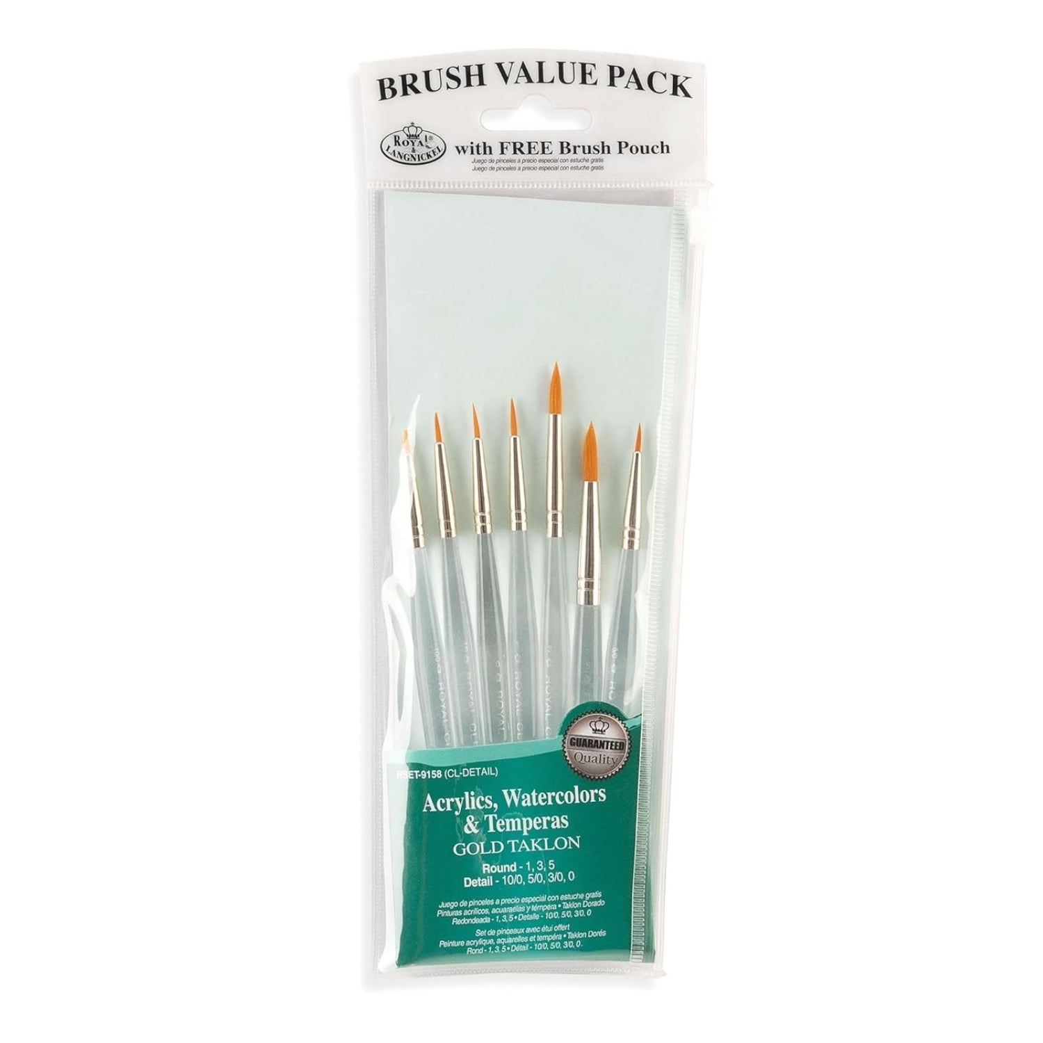 Gold Taklon Value Pack Brush Set / Set de Pinceles de Cerda Taklon Pinceles y Brochas Royal Langnickel