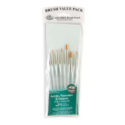 Gold Taklon Value Pack Brush Set / Set de Pinceles de Cerda Taklon Pinceles y Brochas Royal Langnickel