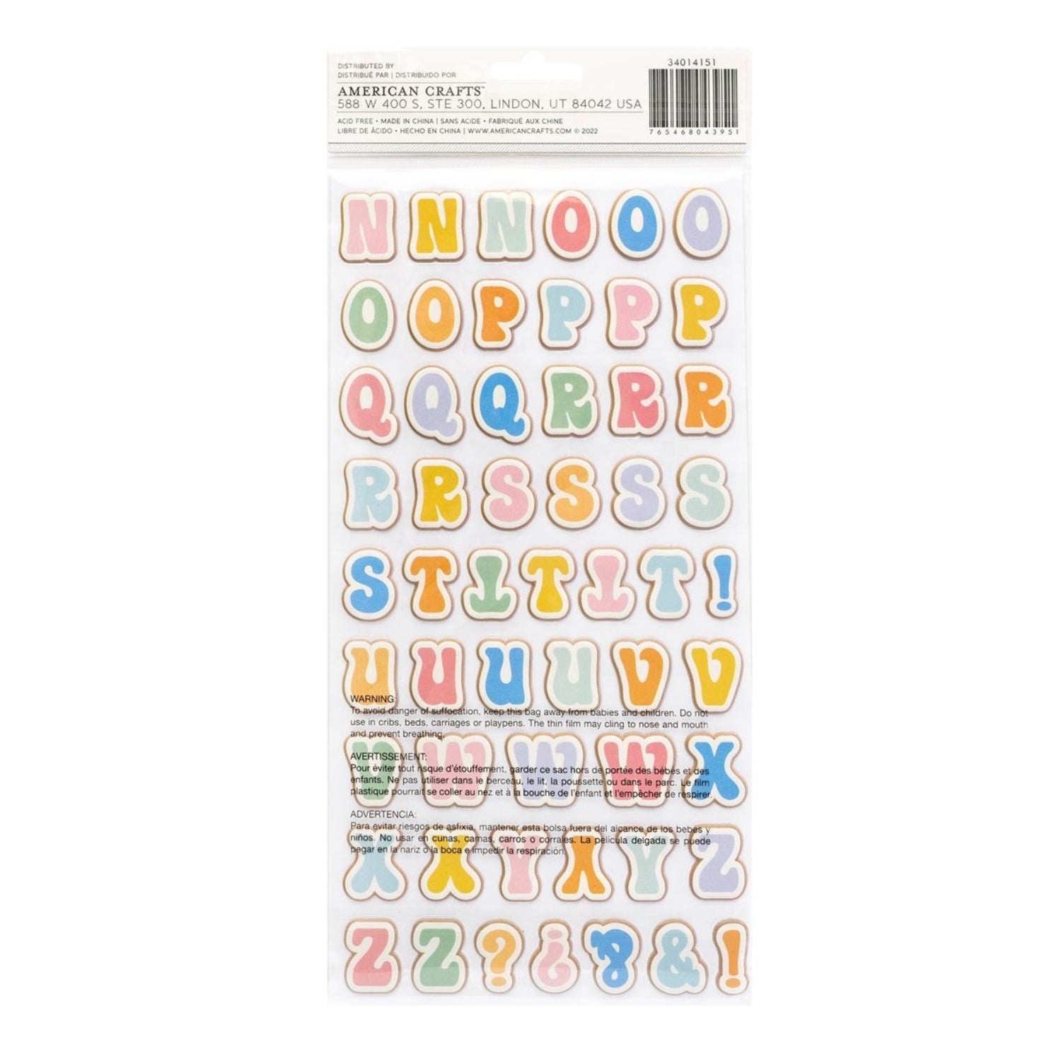 Thickers Groovy Alphabet Stickers / Calcomanias Esponjadas De Alfabeto Stickers American Crafts