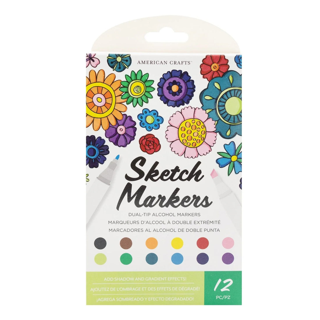 Sketch Dual-Tip Alcohol Markers / 12 Marcadores de Alcohol Doble Punta Marcadores &amp; Plumones Hobbees