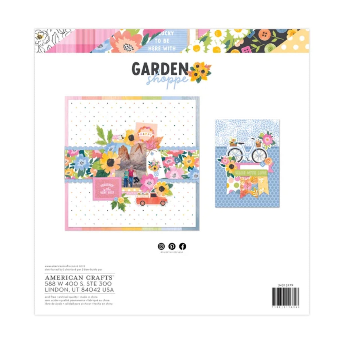 Garden Shoppe Paper Pad / Block de Papel Jardín de Flores 12" Papel Paige Evans