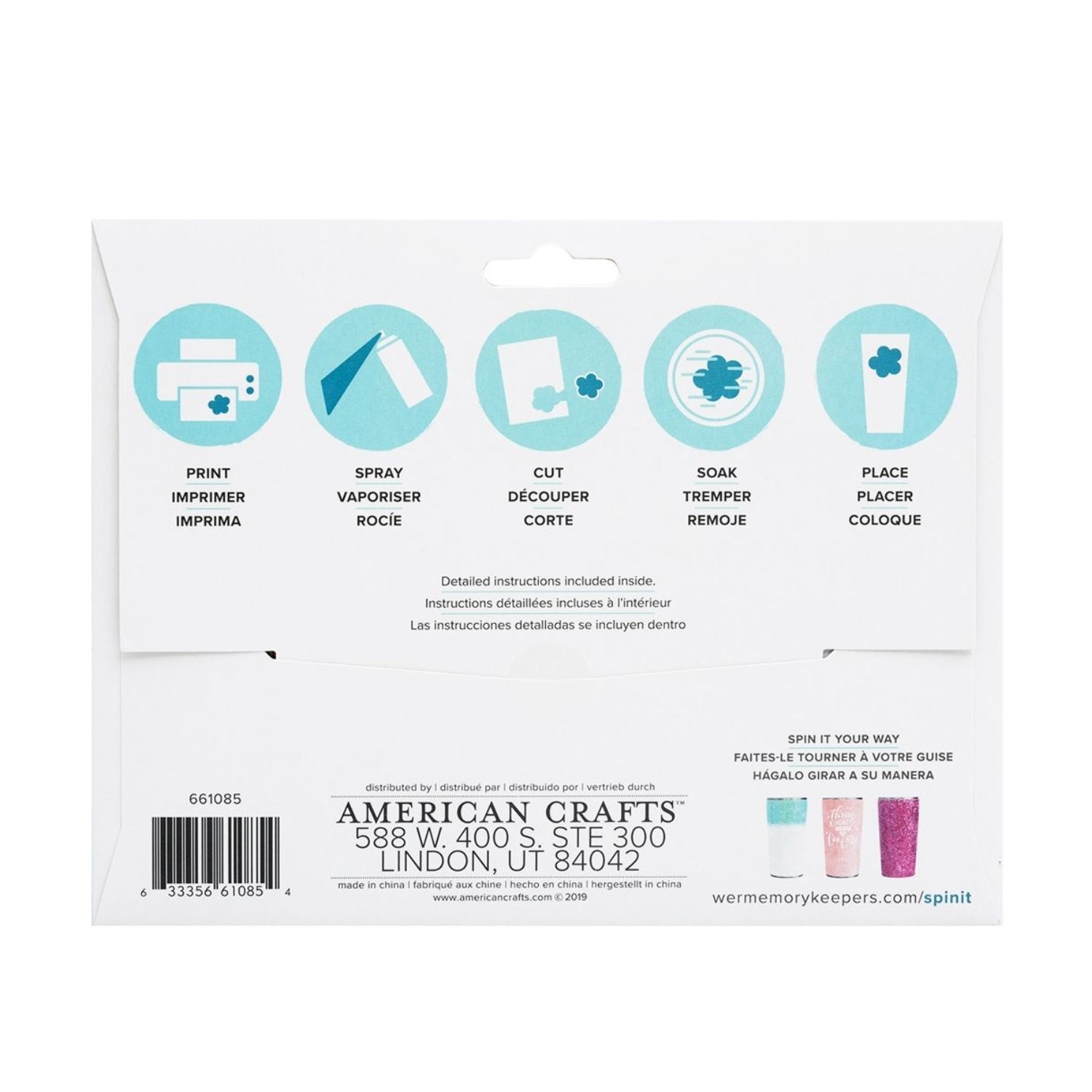Spin It Water Slide Paper / Papel Transferible Acetato y Especializados We R Memory Keepers