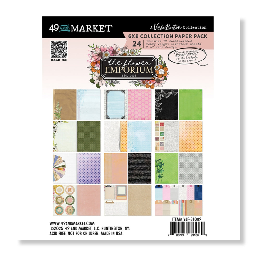 6x8 Pack The Flower Emporium / Paquete De Papel Emporio de Flores