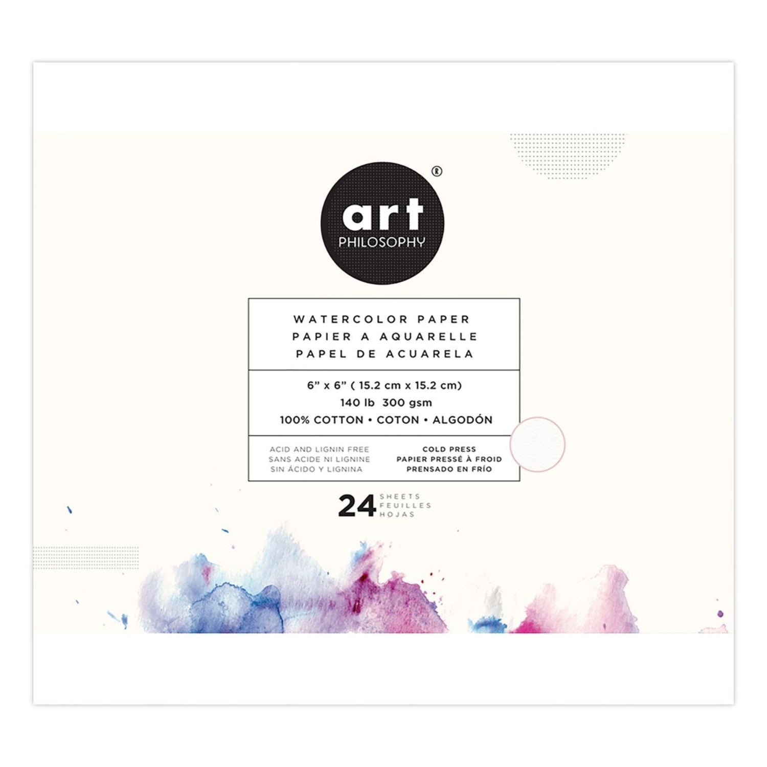 Art Philosophy Watercolor Paper Pad 6x6 / Bloc Papel para Acuarela Papel para Arte Prima Marketing