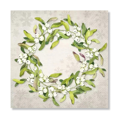 Servilleta de Papel Misteltoe WreathLight Grey 