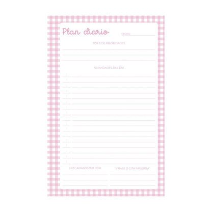 100 Hojas Interiores Media Carta Plan Diario Rosa