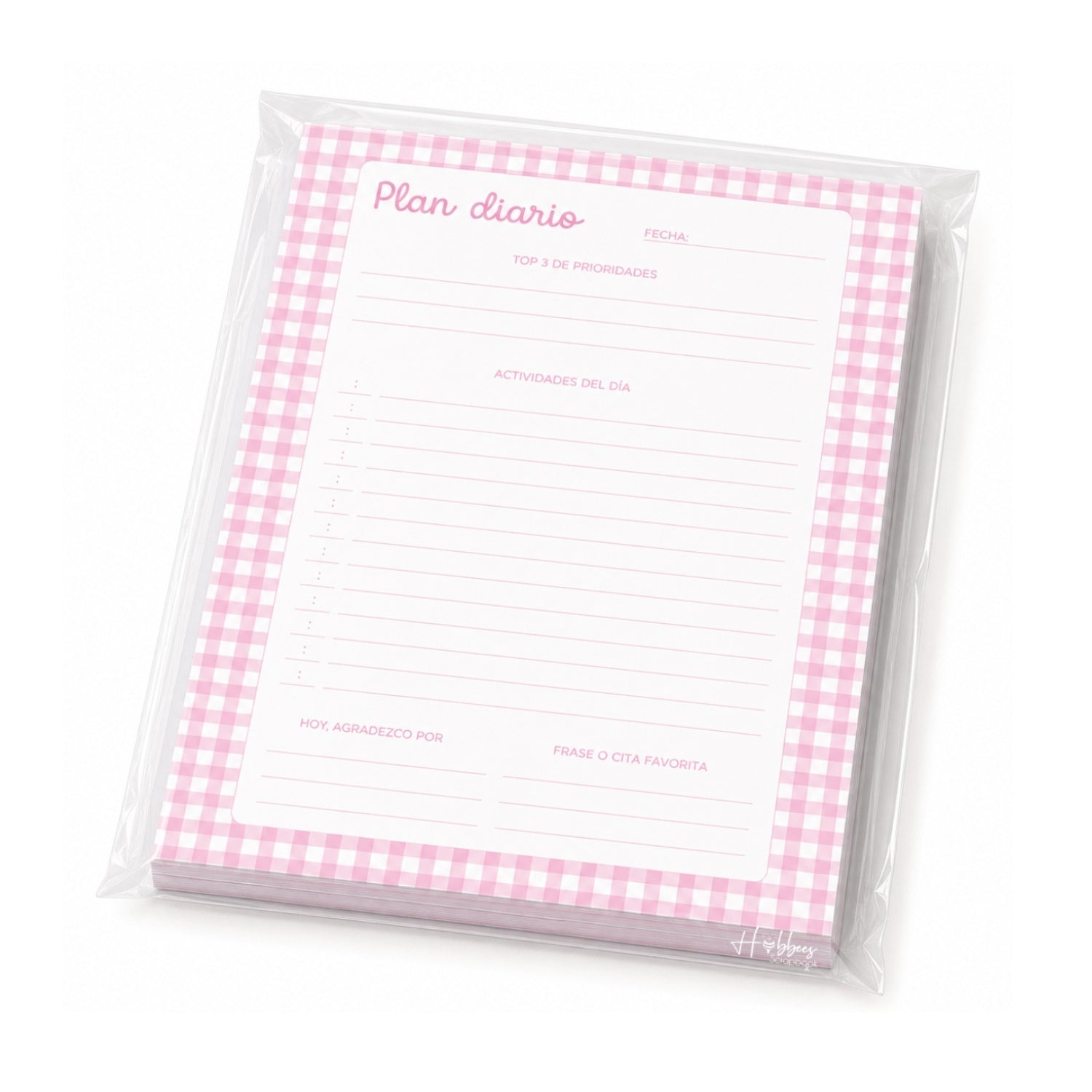 100 Hojas Interiores Media Carta Plan Diario Rosa