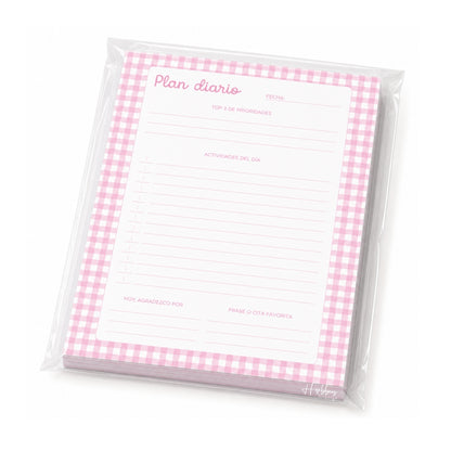 100 Hojas Interiores Media Carta Plan Diario Rosa
