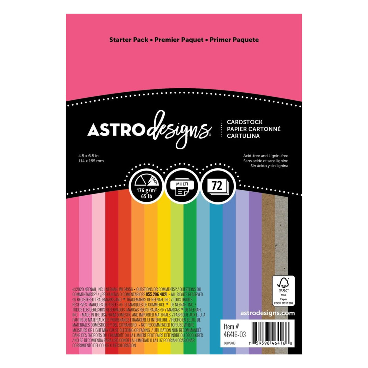 Neenah Astrodesigns Cardstock Pack / Paquete de Cartulinas de Colores Papel Neenah Paper