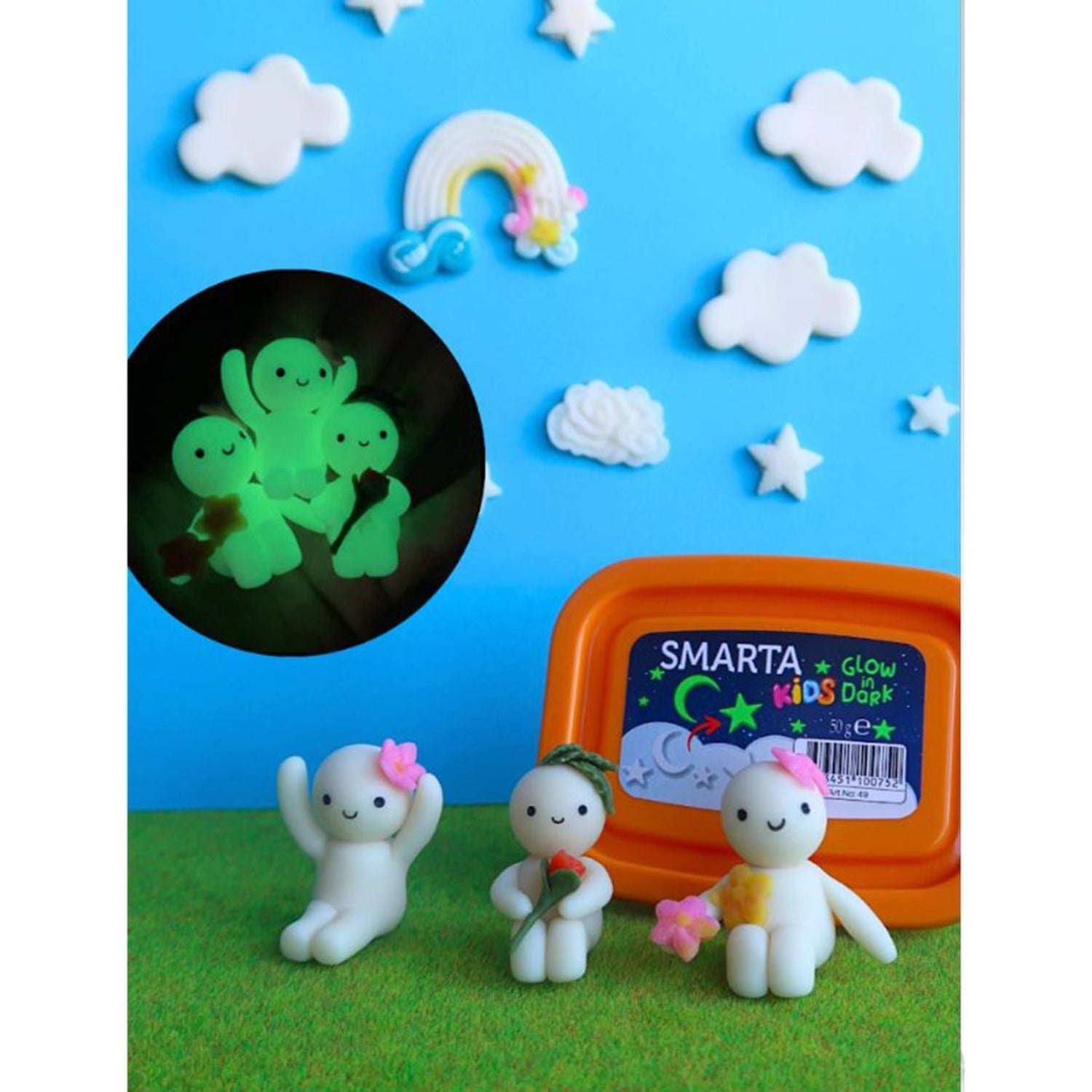 Kids Air Dry Modeling Clay / Arcilla Para Modelar Brilla En La Oscuridad Modelado Smarta Bold