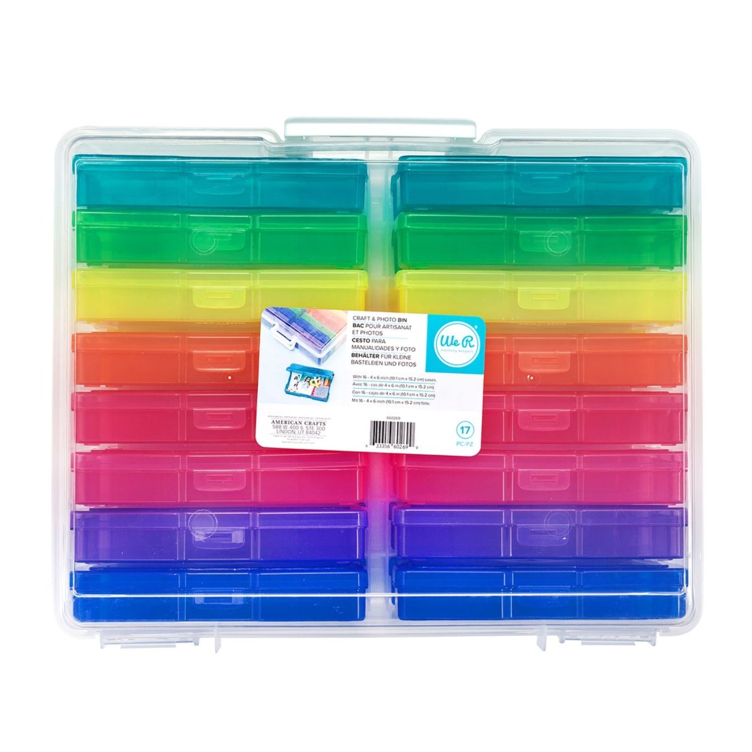 Translucent Plastic Storage / Organizador de Plástico con 16 Cajitas