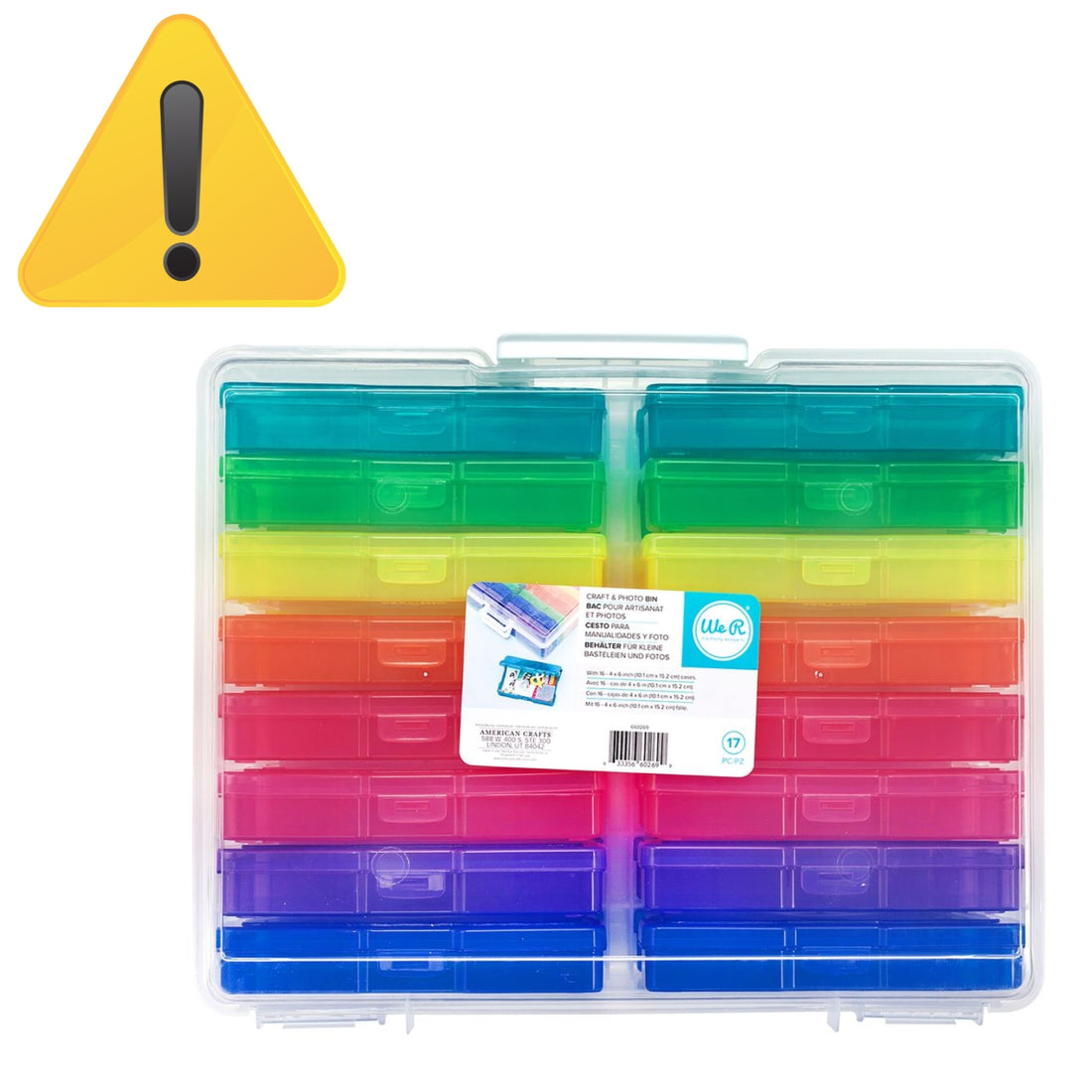 EA Translucent Plastic Storage / Organizador de Plástico con 16 Cajitas Almacenamiento y Organización We R Memory Keepers