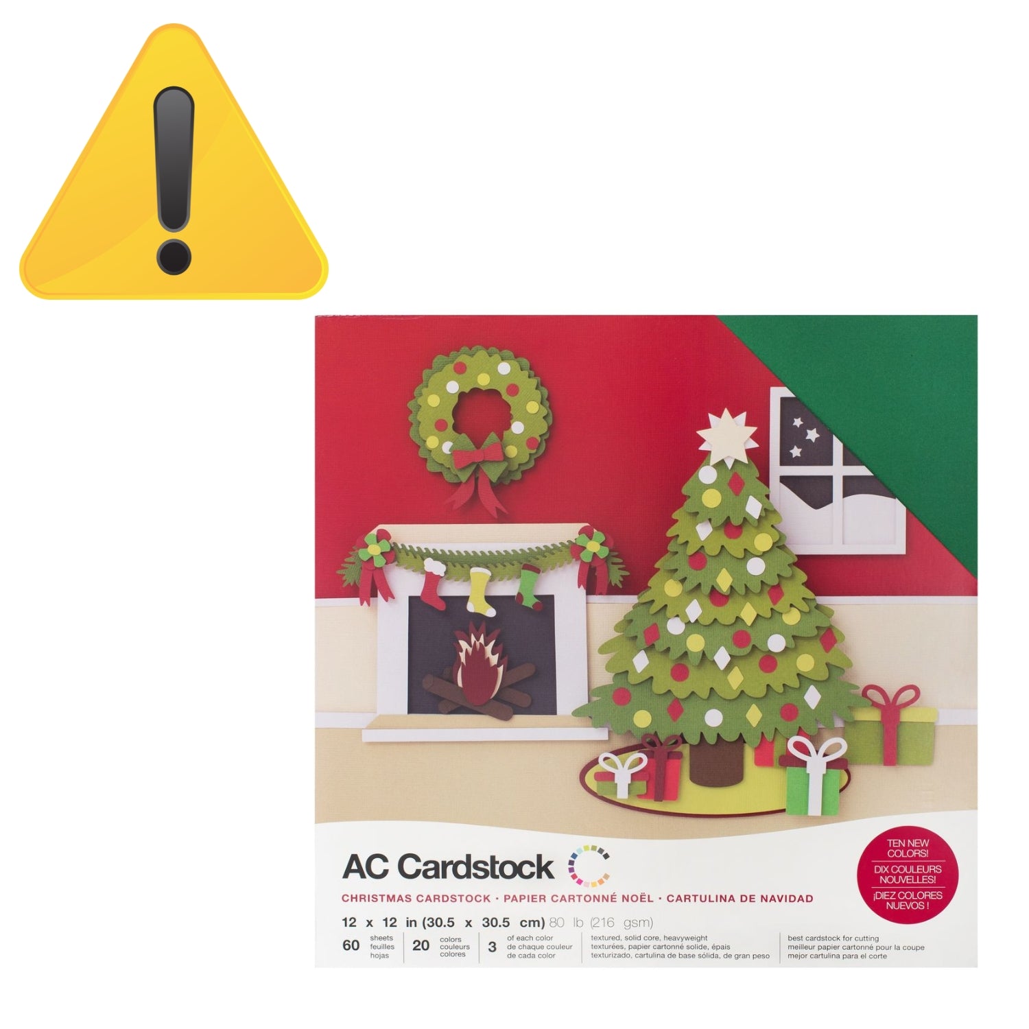 EA Christmas Variety Cardstock 12" / 60 Hojas de Cartulina de Colores