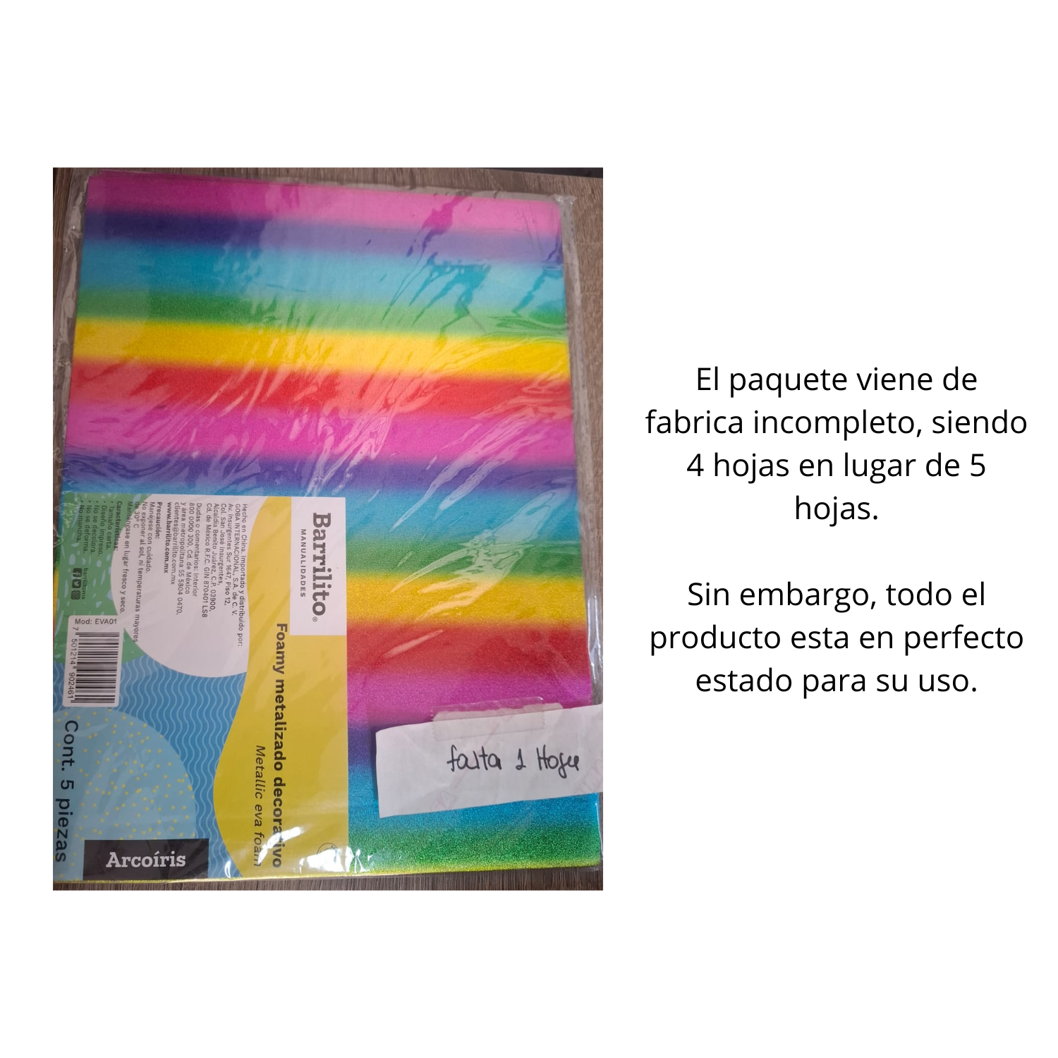 EA Hojas de Foamy Metalizado Arcoiris
