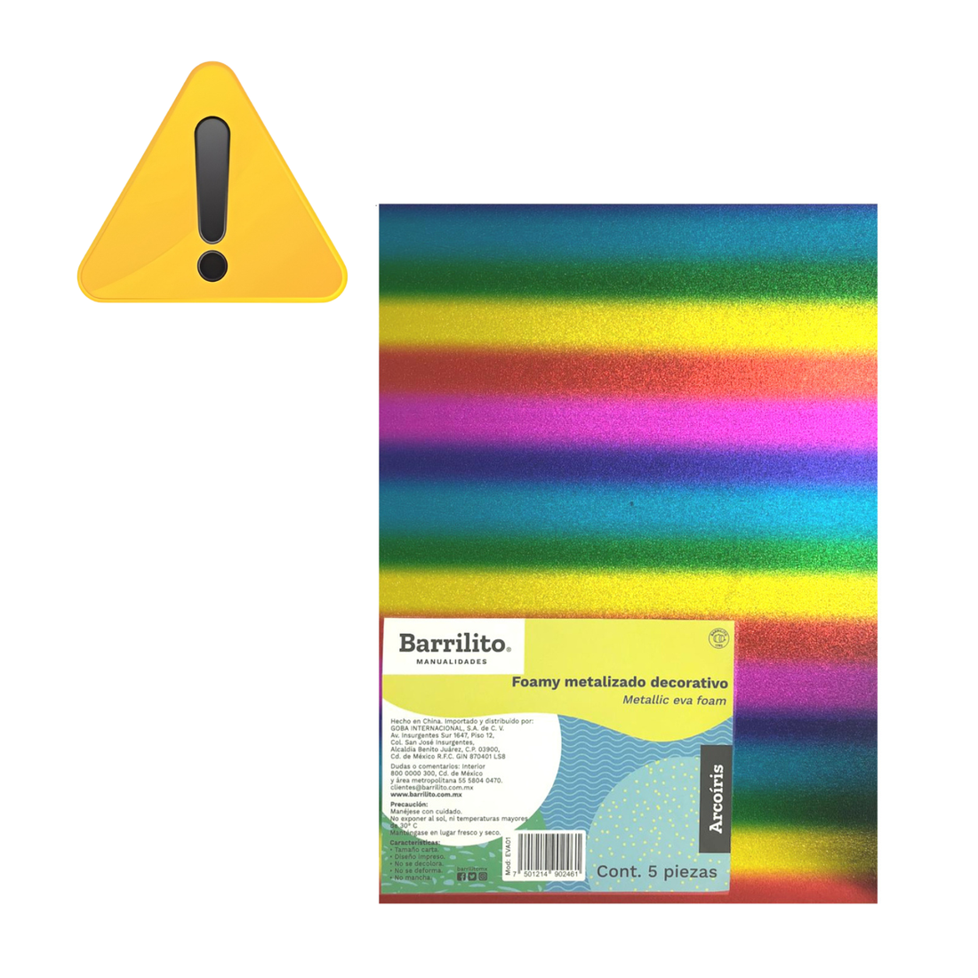 EA Hojas de Foamy Metalizado Arcoiris Descontinuado Barrilito