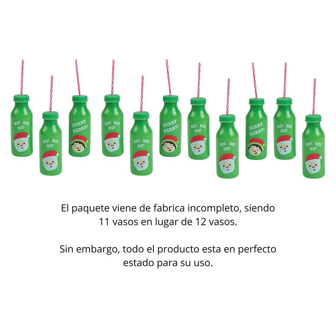 EA Christmas Bottles / Vasos Navideños con Tapa y Popote
