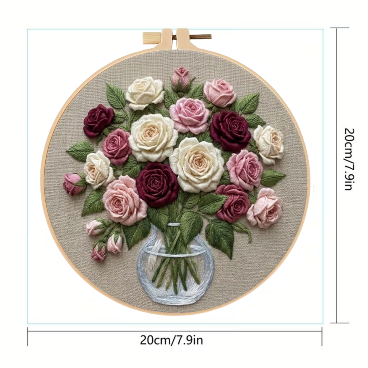 Kit Bordado Colorful Roses Embroidery Kit 20cm Costura Dowdell