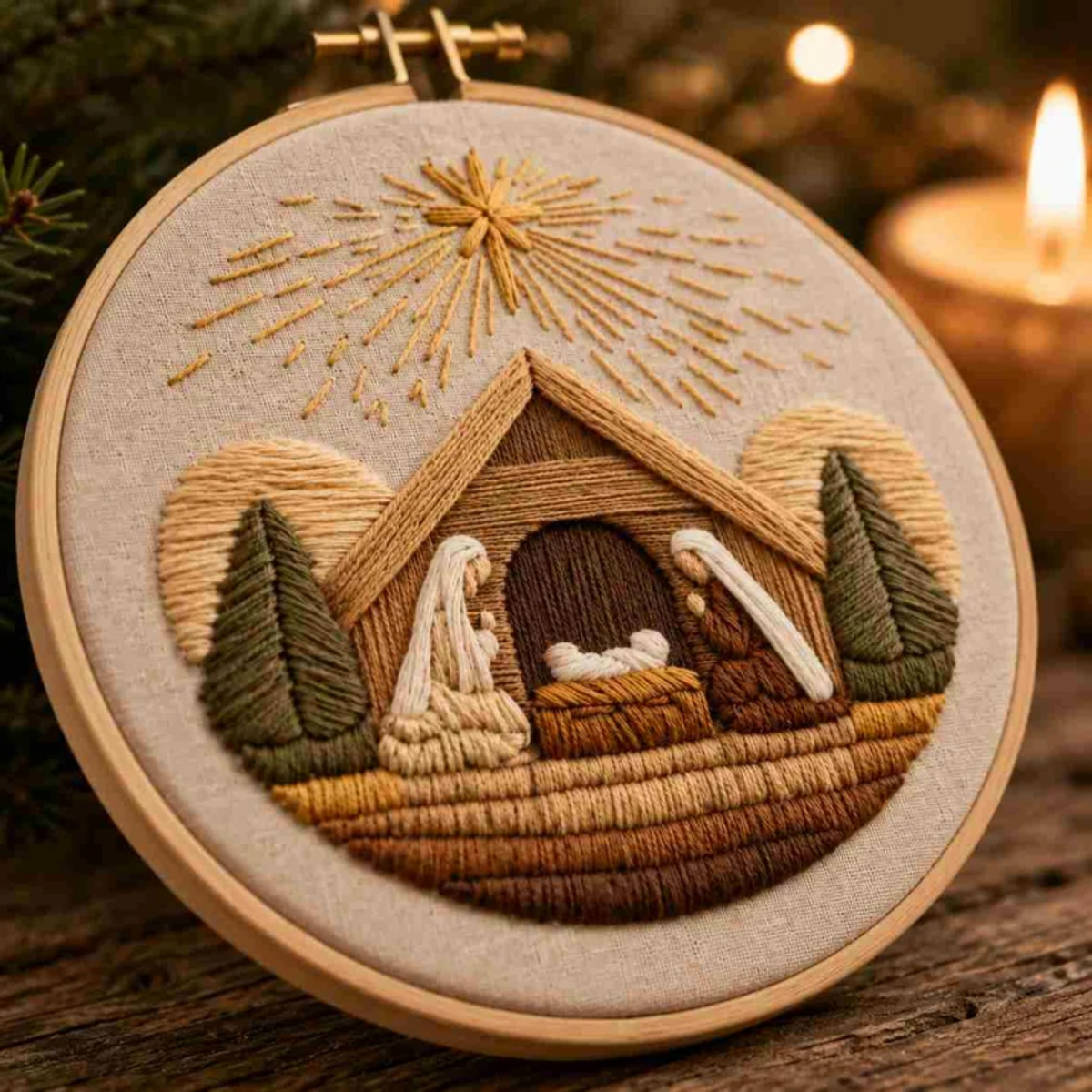 Kit Bordado Nativity Embroidery Kit 20cm Costura Dowdell