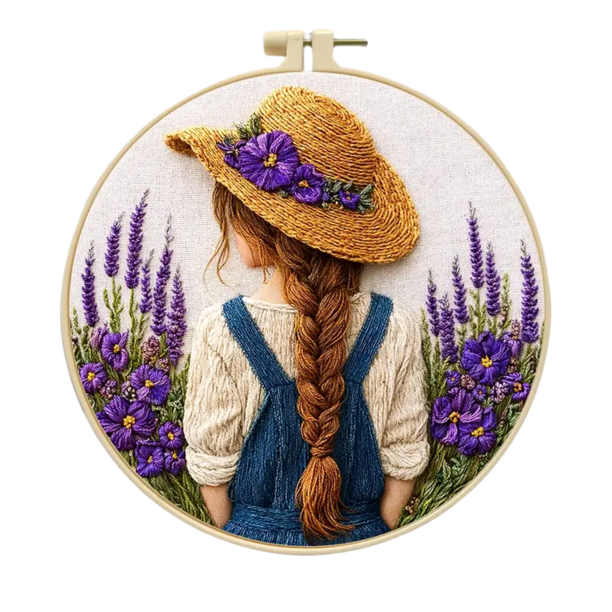 Kit Bordado Girl Flower Embroidery Kit 20cm Costura Dowdell