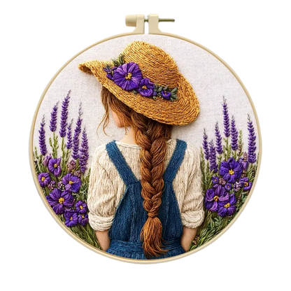 Kit Bordado Girl Flower Embroidery Kit 20cm Costura Dowdell