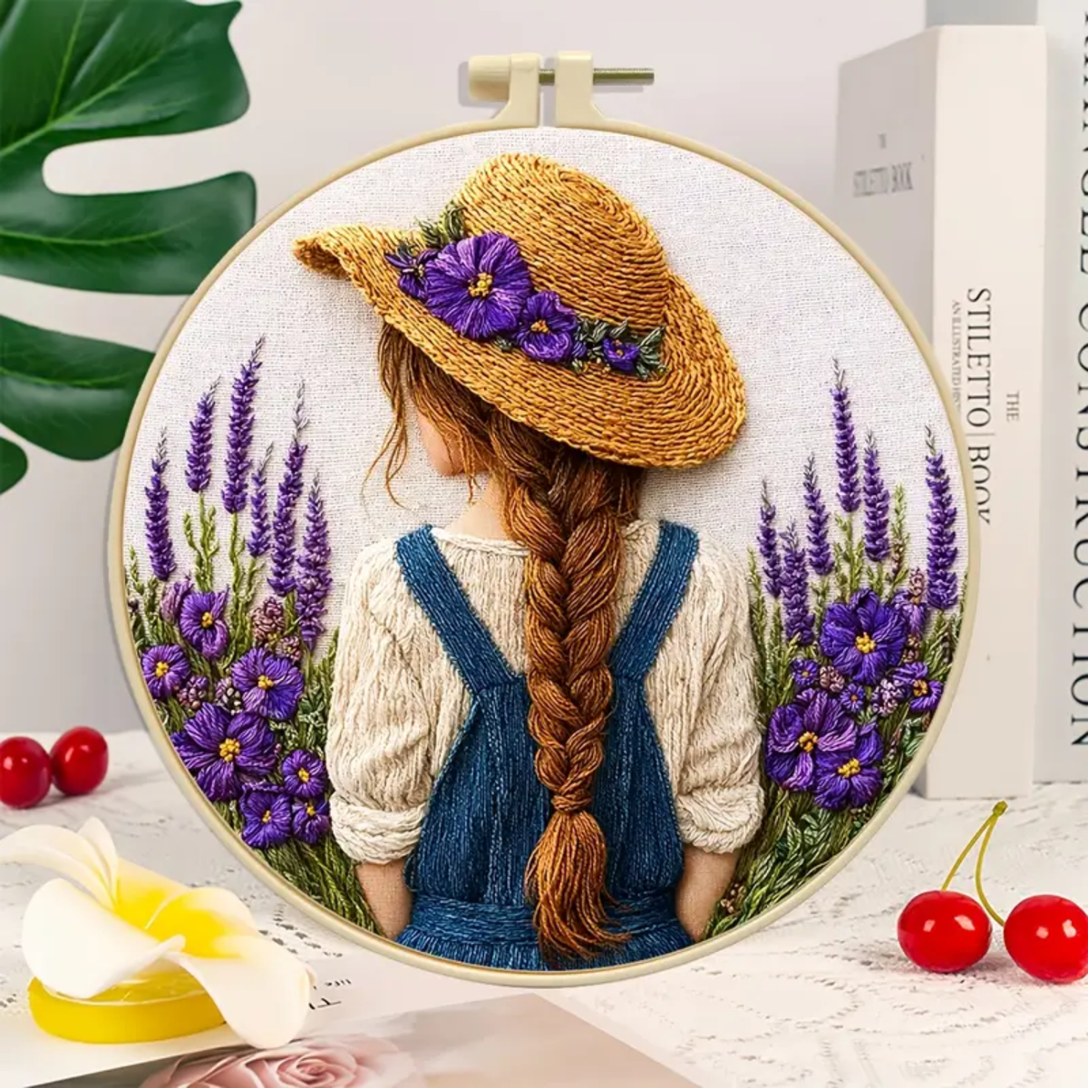 Kit Bordado Girl Flower Embroidery Kit 20cm Costura Dowdell