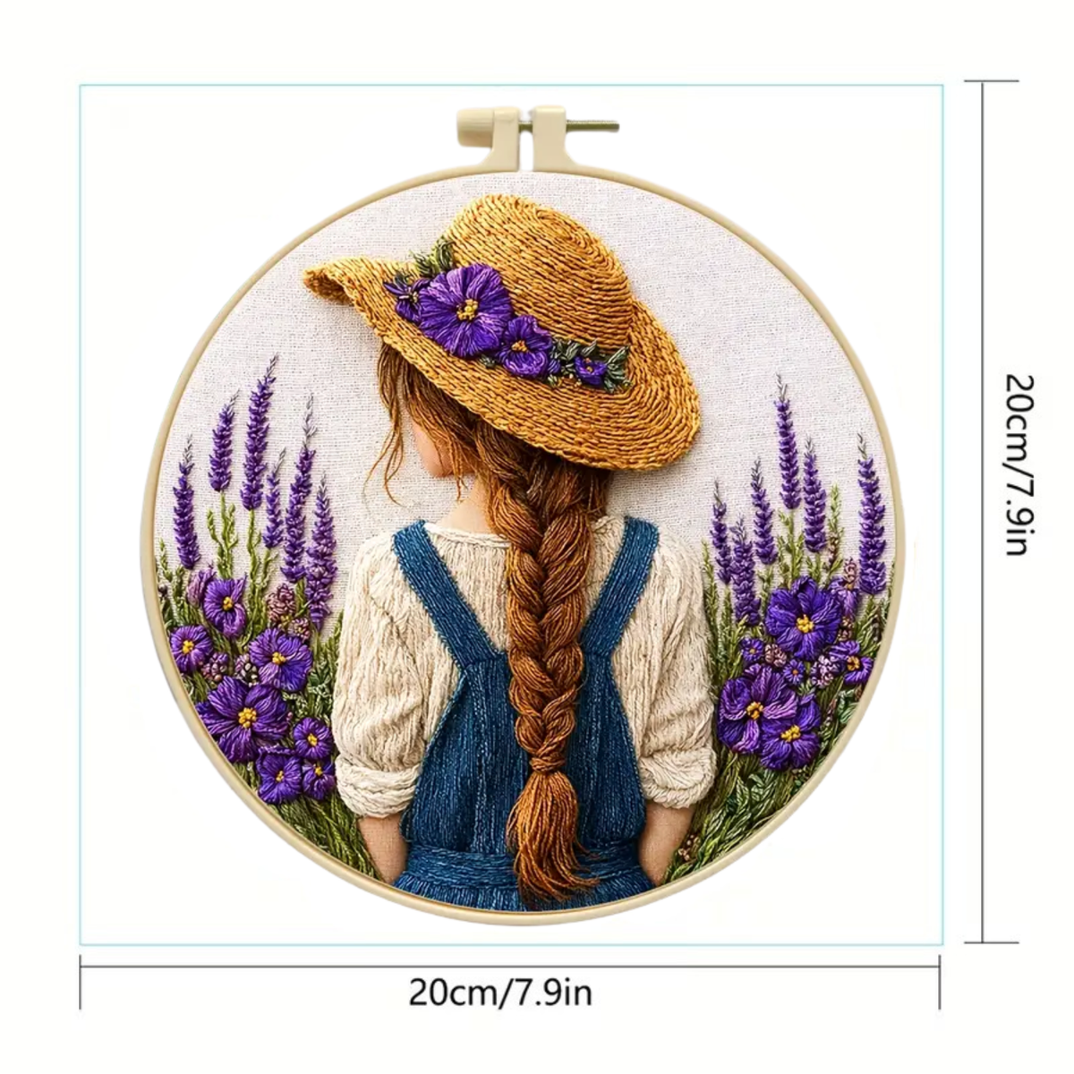 Kit Bordado Girl Flower Embroidery Kit 20cm Costura Dowdell