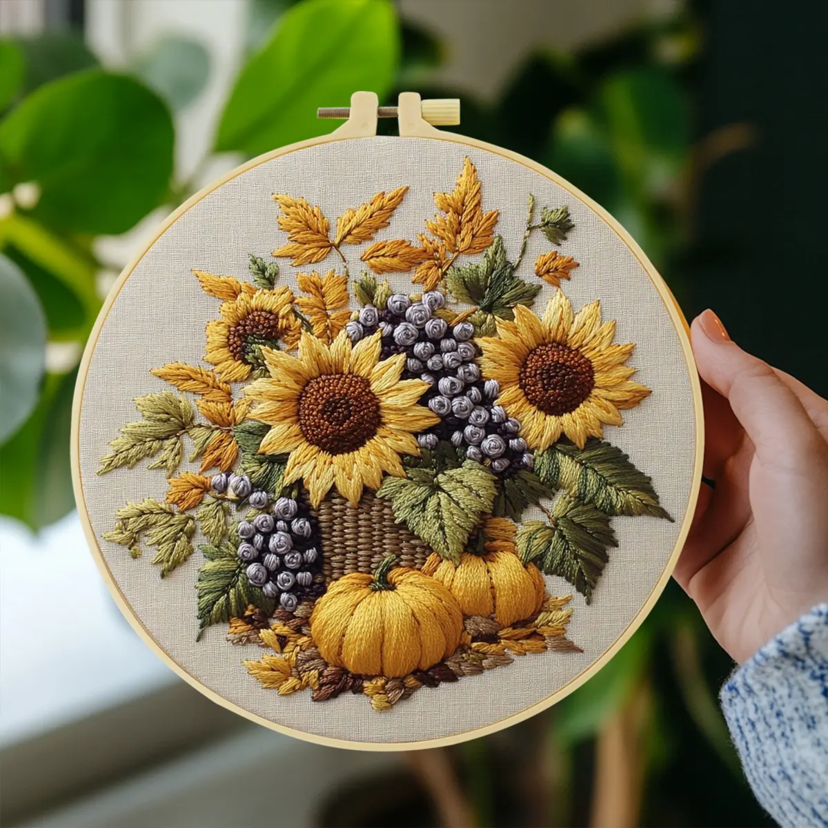 Kit Bordado Sunflower Embroidery Kit 20cm Costura Dowdell