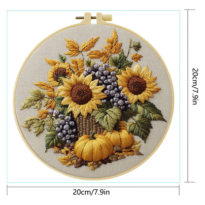 Kit Bordado Sunflower Embroidery Kit 20cm Costura Dowdell